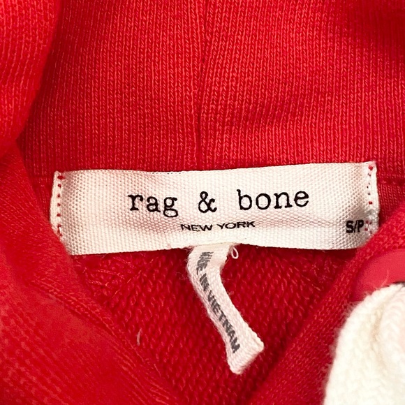 RAG & BONE Battle Red City Terry Organic Cotton Hoodie Sweatshirt Size S - Picture 7 of 15